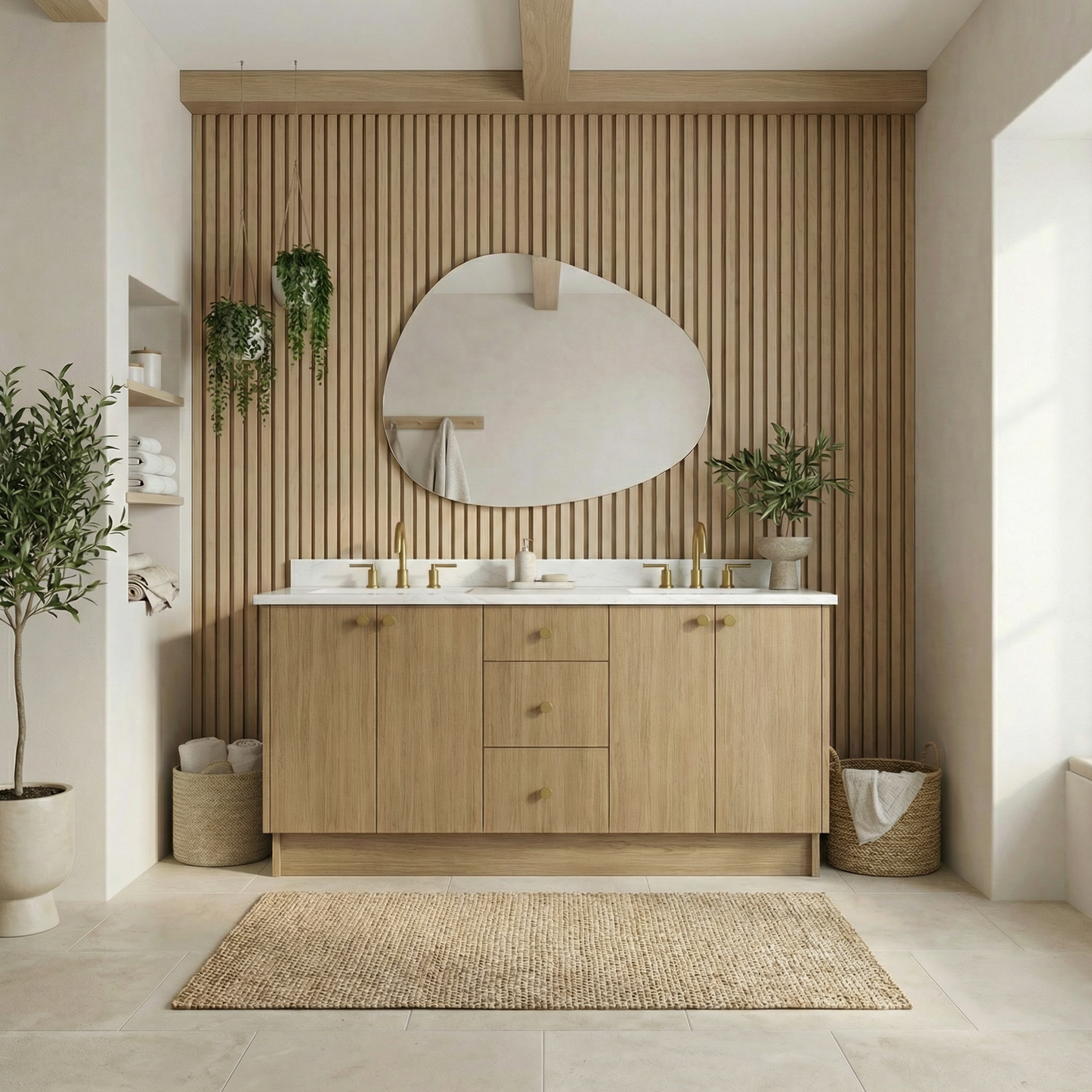 72" Sahara Oak Vanity – Double Sink