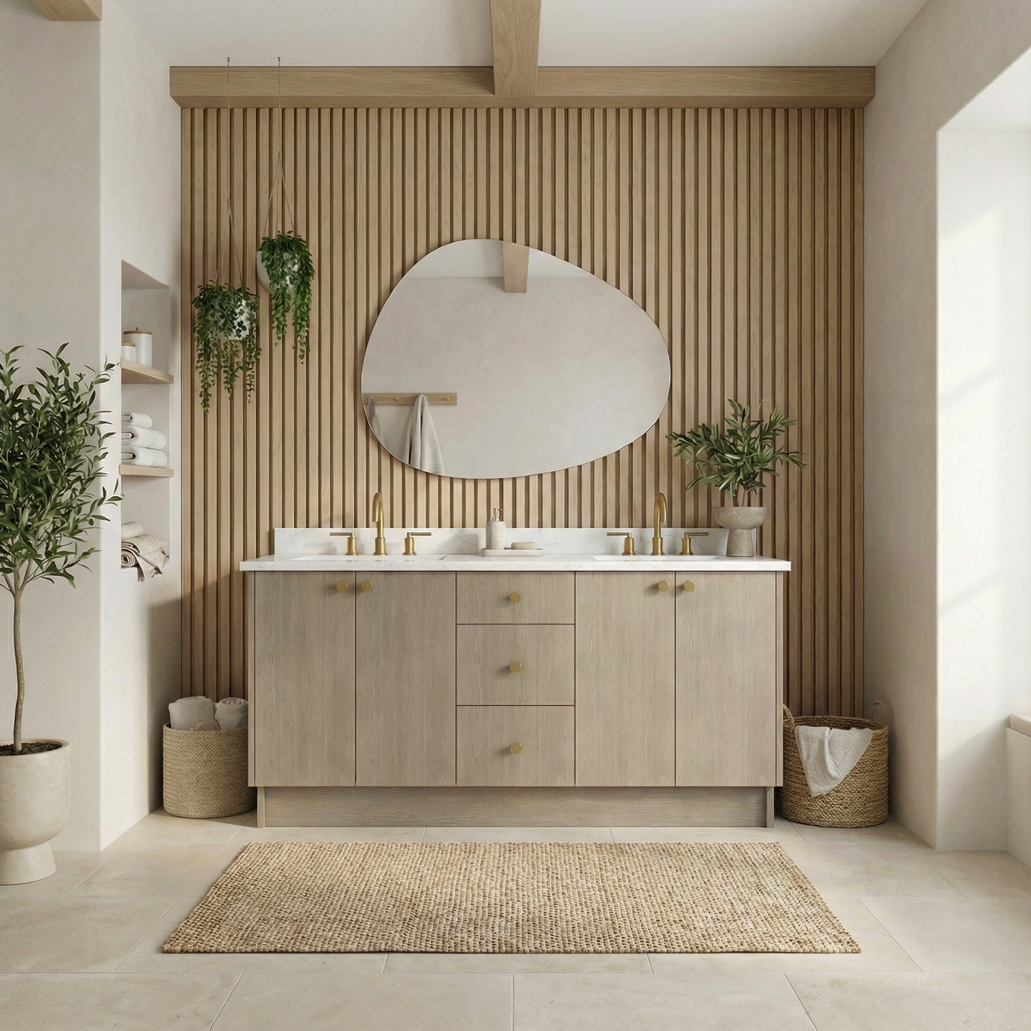 72" Manhattan Oak Vanity – Double Sink