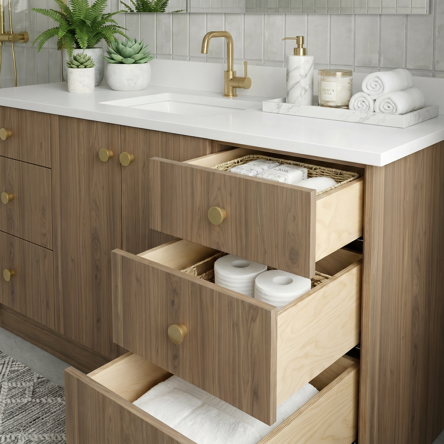 60" Frozen Walnut Vanity – Single Sink